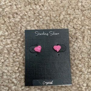 pink, jeweled heart earrings